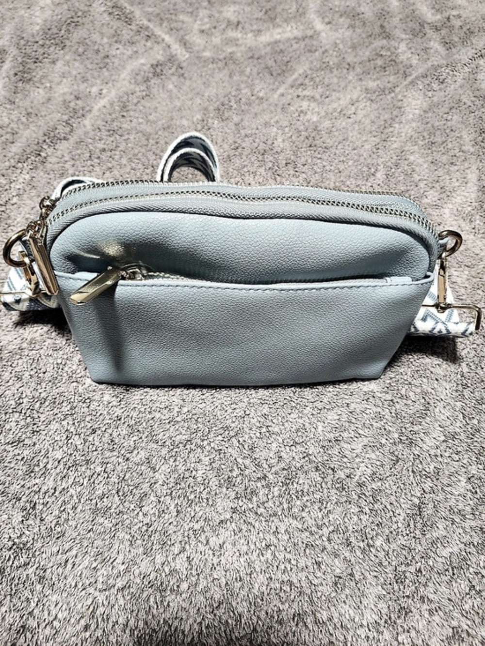 Blue Geometric Crossbody Bag